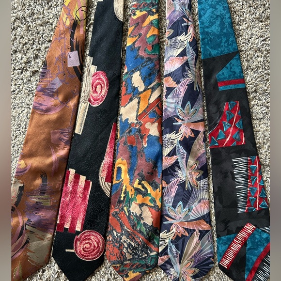 Bundle of 5 all silk men’s vintage abstract art ties - Picture 2 of 9